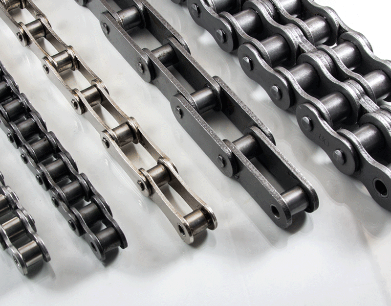 Various strands of industrial and agricultural roller chain